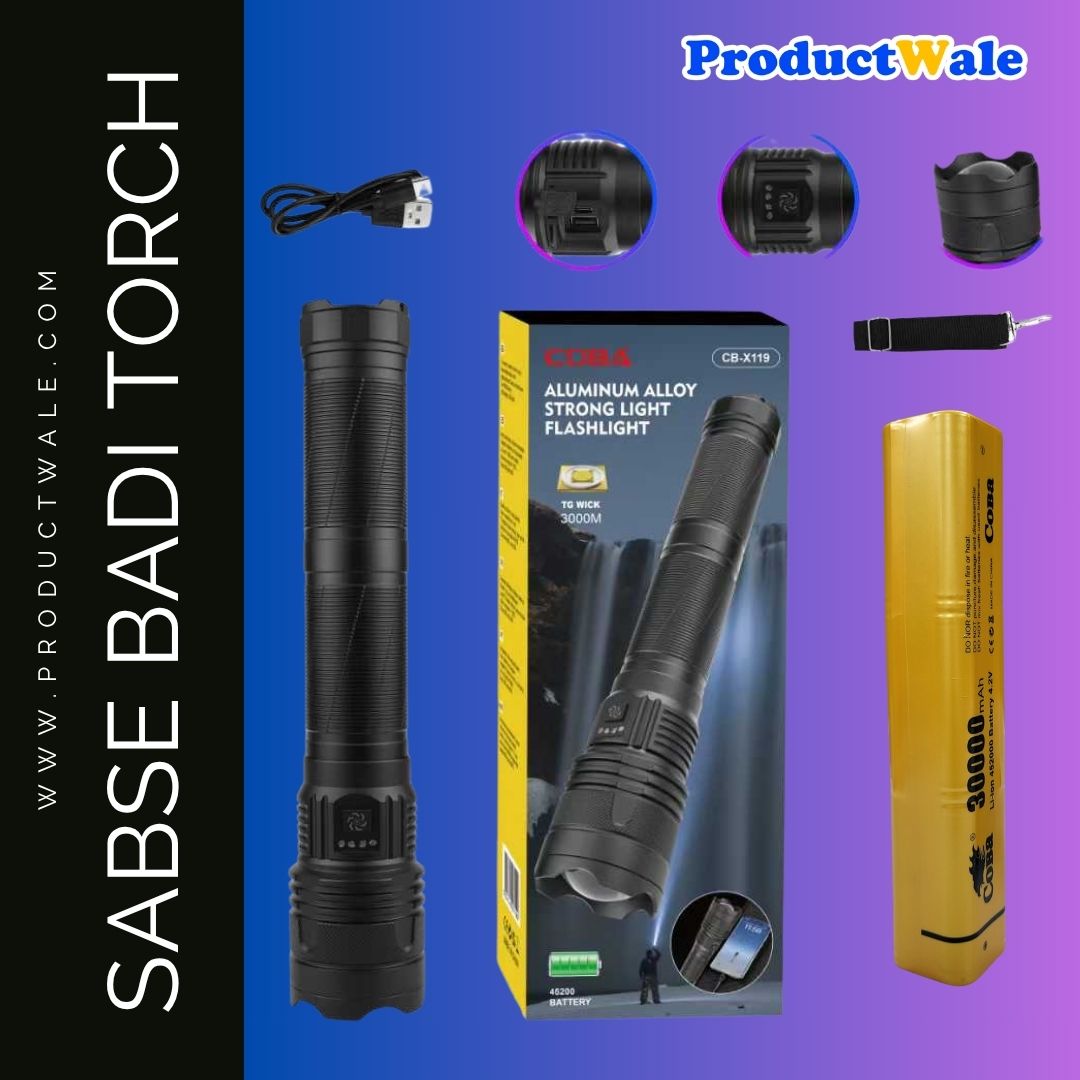 COBA CB-X119, flashlight, India, longest, torch, light, powerful, LED, biggest