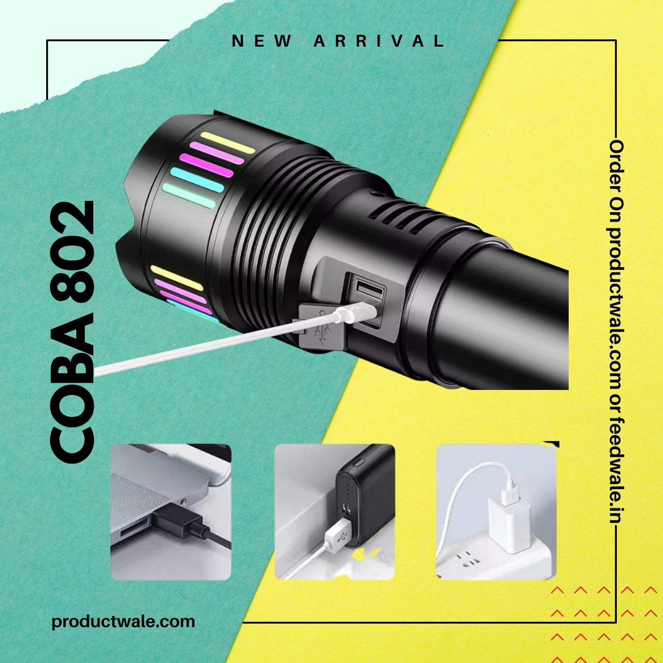Torch With Reverse Charging Mechanism COBA 802 FeedWale