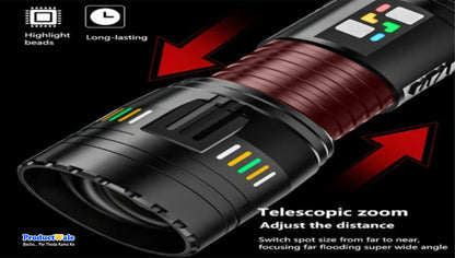 ProductWale 518 Telescopic Zoom best rechargeable led flashlight light for long distance torch
